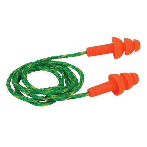 PIP® 267-HPR310C Earplug, Corded, 25 dB Noise Reduction Rating, Self-Sealing Flange and Disc, ANSI S3.19-1974, Reusable, Universal, Orange Plug