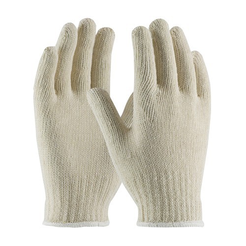 PIP® 35-C103/L General Purpose Gloves, Large, #9, Cotton/Polyester Palm, 7 ga 65% Cotton/35% Polyester, Natural, Full Finger/Seamless Style, Unlined, Continuous Knit Wrist Cuff, Uncoated, 9 in Length