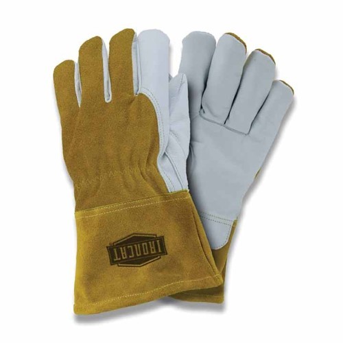 PIP® 6143XL Welding Gloves, X-Large, #10, Grain Goatskin Leather/Split Cowhide Leather Back/Kevlar Thread, Off-White, Fleece, Gauntlet Cuff, 12.25 in Length