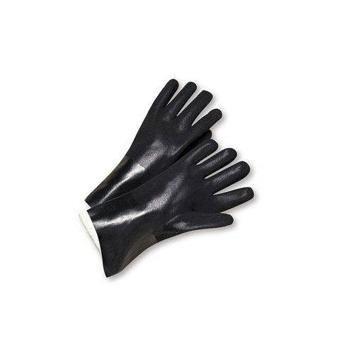 PIP® West Chester Gear J1047RF Gear Work Gloves, Universal Size, Jersey, Black, 14 in Length, Rough, PVC Palm, PVC