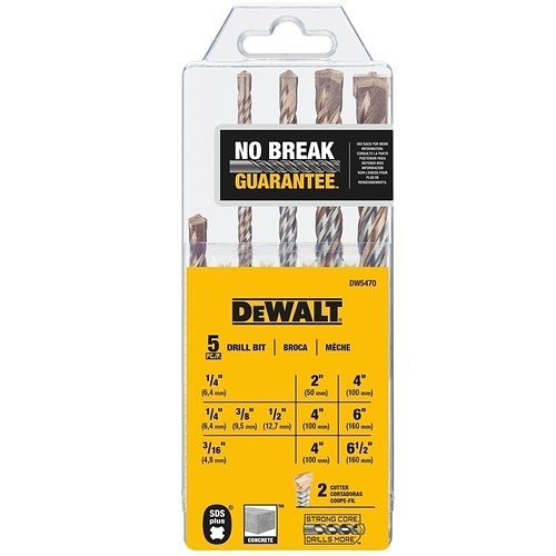 Powers® DW5470 Drill Bit Set, 1/2 in, 1/4 in, 3/16 in, 3/8 in Diameter, Carbide Tipped, Uncoated Bright