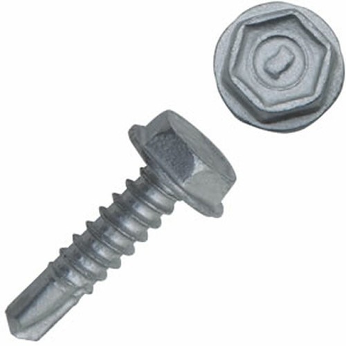 Powers EAF890 Self Drilling Screw, Imperial, #14-20 Diameter - Thread Size, 2-1/2 in Overall Length, Hex Washer Head, Unslotted Drive, Steel, Stalgard Finish