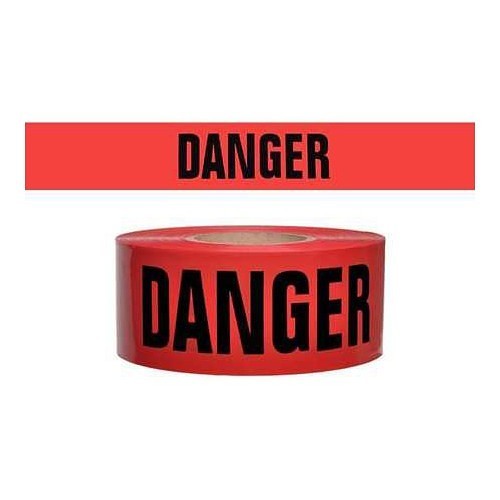 Presco® SB3102R21 Barricade Tape, Red, 1000 ft Length, 3 in Width, DANGER Legend, Plastic