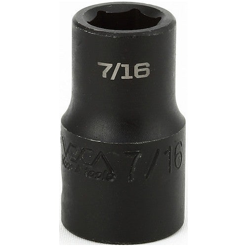 Deep Length Socket, Impact, SAE, Hex Drive, 1/2 in Drive, Impact Socket, 7/16 in Socket, 6 Points