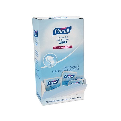 PURELL® 9027-12 Soft Hand Sanitizing Wipes, 7 x 5 in, 120 Count Capacity, Cotton, White