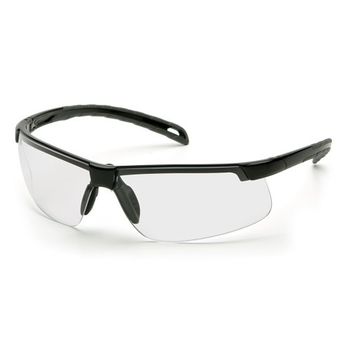 Pyramex® Ever-Lite® SB8610DT Safety Glasses, Anti-Fog Lens Coating, Clear Lens, Black Frame, Polycarbonate Frame, Polycarbonate Lens, 64 mm PD, 79.6 mm Diagonal x 43.3 mm Vertical x 1.8 mm THK Lens, 134.3 mm WD x 163.5 mm OAL