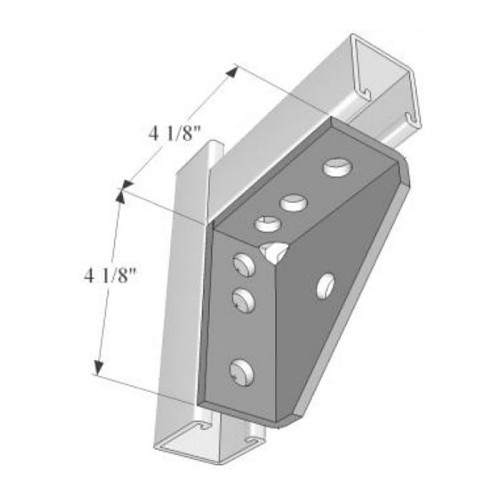 R.F. Products CA-3373 PLTD 90 deg Corner Angle, Number of Holes: 7, 4-1/8 in Length, 4-1/8 in Width