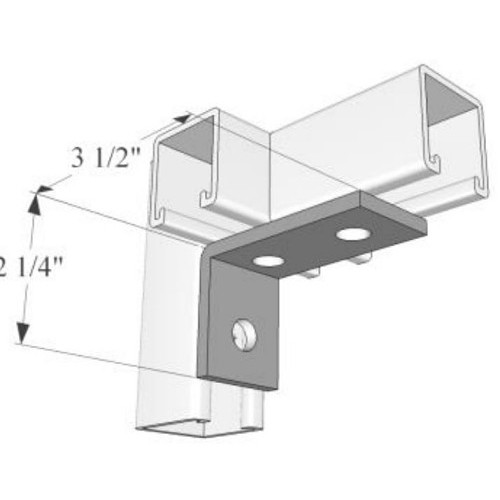 R.F. Products CA-605 PLTD 90 deg Corner Angle, Number of Holes: 3, 2-1/4 in Length, 3-1/2 in Width