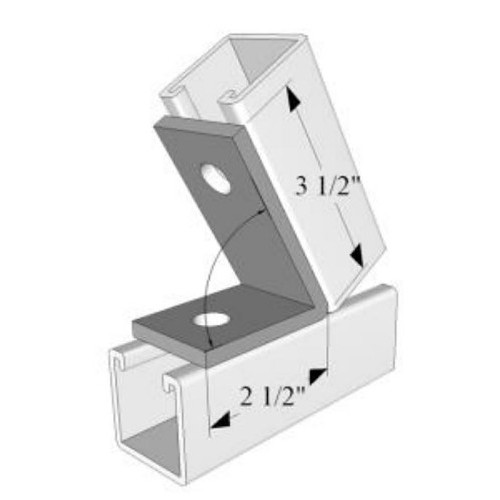 R.F. Products CA-624-45 Closed Angle Connector, Number of Holes: 2, 2-1/2 in Length, 3-1/2 in Width, 45 deg Bend Angle, Steel