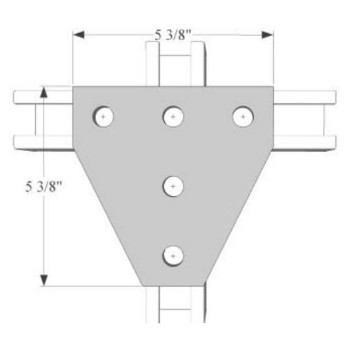 R.F. Products FP-854 PLTD Flat Tee Gusset Plate, Number of Holes: 5, 5-3/8 in Length, 5-3/8 in Width