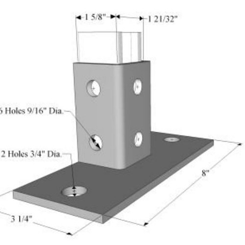 R.F. Products PB-280-FL PLTD Post Base, For 1-5/8 in Struts