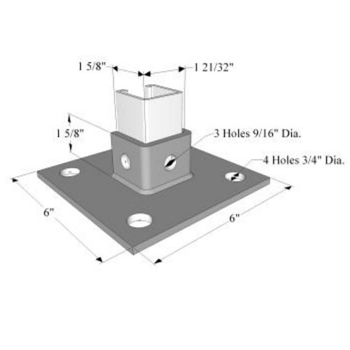 R.F. Products PB-3013-SQ PLTD Post Base, For 1-5/8 in Struts