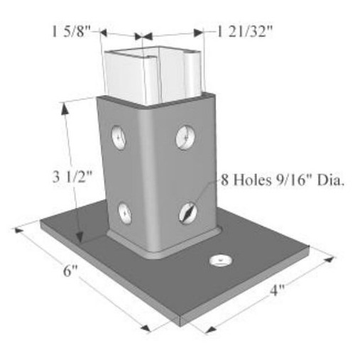 R.F. Products PB-3025-FL PLTD Post Base, For 1-5/8 in Struts