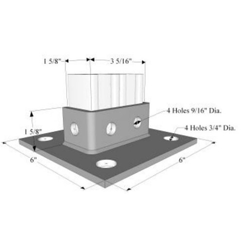 R.F. Products PB-3029-SQ PLTD Post Base, For 1-5/8 in Struts