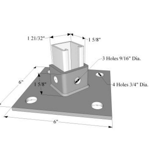 R.F. Products PB-3033 PLTD Post Base Clamp, 6 in x 6 in Nominal