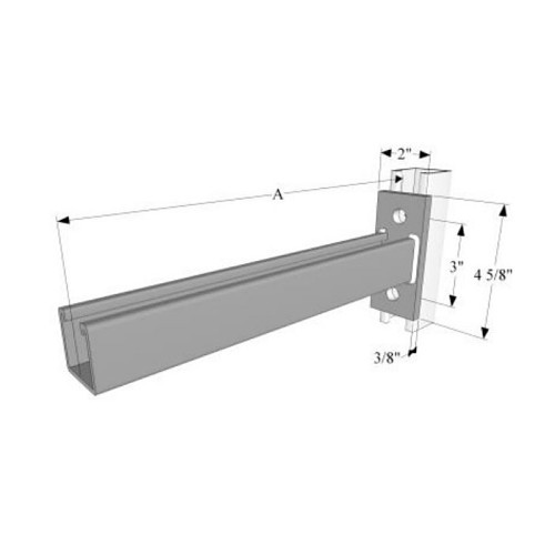 R.F. Products SB-651-12 SS316 Reversible Bracket, Number of Holes: 2, 12 in Length, 2 in Width, 3/8 in Thickness