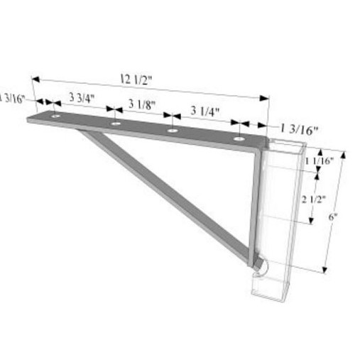 R.F. Products SB-732-12-1/2 PLTD Shelf Bracket, Number of Holes: 6, 12-1/2 in Length, 6 in Width