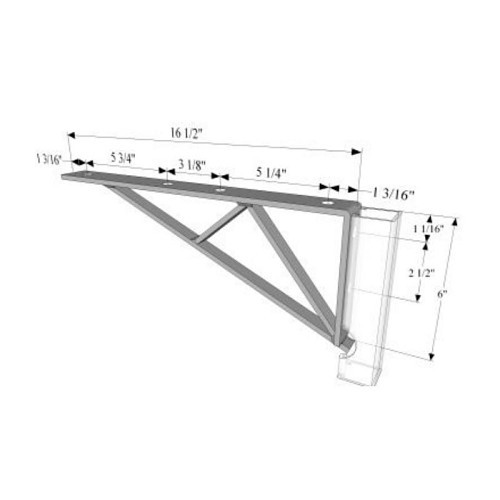 R.F. Products SB-732-16-1/2 Shelf Bracket, Number of Holes: 6, 16-1/2 in Length, 6 in Width