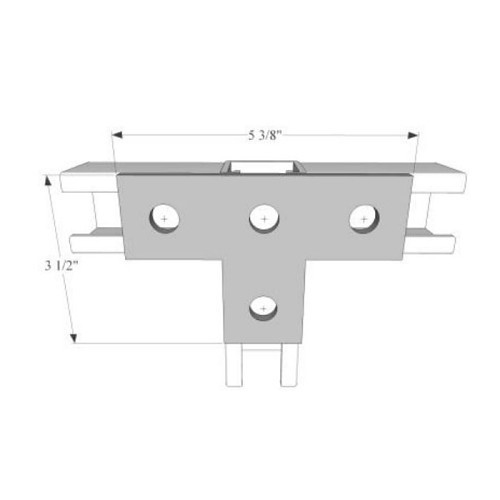 R.F. Products TP-714 SS304 Flat Tee Plate, Number of Holes: 4, 5-3/8 in Length, 3-1/2 in Width, 304 Stainless Steel