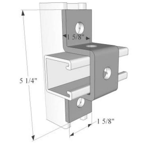 R.F. Products US-613 SS304 U-Support, Number of Holes: 5, 5-1/4 in Length, For 1-5/8 x 1-5/8 in Strut, 304 Stainless Steel