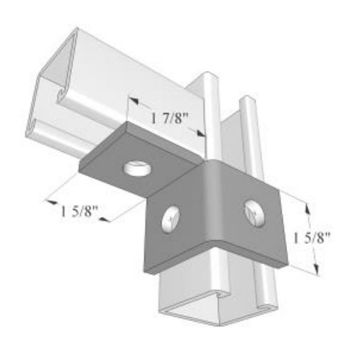 R.F. Products WF-922-L PLTD Corner Wing Fitting, Number of Holes: 3, 1-5/8 in Length