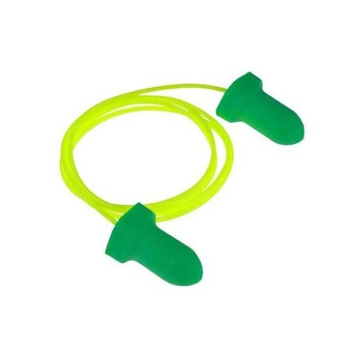 Radians® Detour™ FP31 Earplug, Corded, 32 dB Noise Reduction Rating, Wing, ANSI S3.19-1974, Disposable, Universal, Green Plug, Green Cord