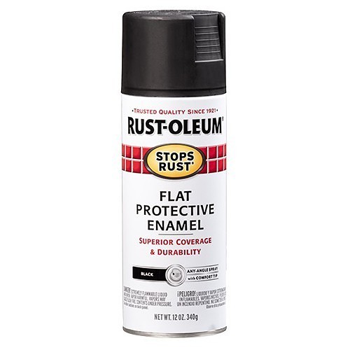 Rust-Oleum® Stops Rust® 7776830 Spray Paint, 12 oz Container, Black, 6-10 sq-ft Coverage, 2-4 hr Curing Time