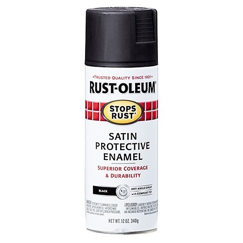 Rust-Oleum® Stops Rust® 7777830 Spray Paint, 12 oz Container, Black, 6-10 sq-ft Coverage, 2-4 hr Curing Time