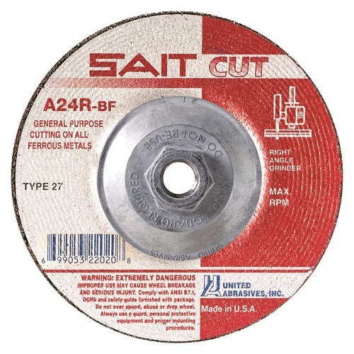 SAIT® 22067 General Purpose Depressed Center Wheel, 9 in Dia x 3/32 in THK, 24 Grit, Aluminum Oxide Abrasive