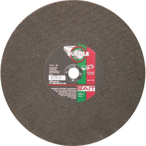 SAIT® Ductile™ 23425 Type 1 Burr Free Portable Saw Cut-Off Wheel, 12 in Dia x 1/8 in THK, 20 mm Center Hole, Aluminum Oxide/Silicon Carbide Abrasive