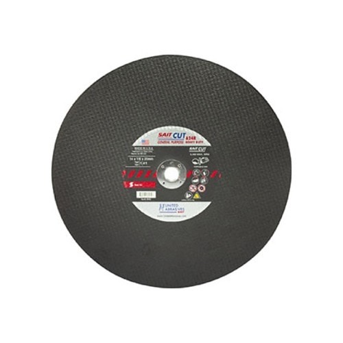United Abrasives SAIT® 23455 Cut-Off Wheel, 14 in Wheel Diameter, 1/8 in Wheel, 20 mm Center Hole, A24R Grit, Aluminum Oxide Abrasive