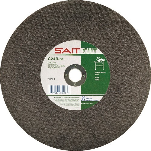 SAIT® 23233 Type 1 Burr Free Portable Saw Cut-Off Wheel, 7 in Dia x 3/32 in THK, 7/8 in Center Hole, C24R Grit, Silicon Carbide Abrasive