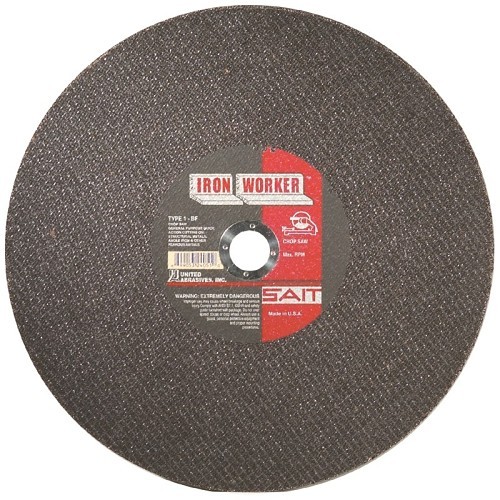 SAIT® Iron Worker™ 24031 Type 1 Fast Cut Straight Cut-Off Wheel, 12 in Dia x 3/32 in THK, 1 in Center Hole, Aluminum Oxide Abrasive