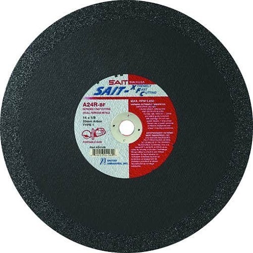 United Abrasives SAIT® 24150 Cut-Off Wheel, 14 in Wheel Diameter, 1/8 in Wheel, 1 in Center Hole, A24R Grit, Aluminum Oxide Abrasive