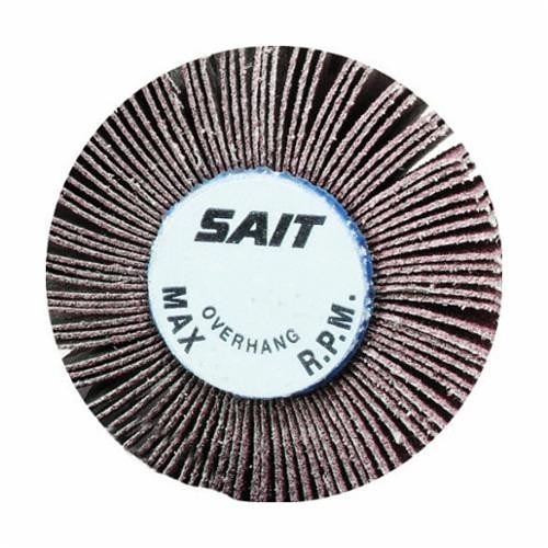 SAIT® 70051 2A Premium Coated Flap Wheel, 2 in Dia, 1 in W Face, 1/4 in Dia Shank, 80 Grit, Medium Grade, Aluminum Oxide Abrasive
