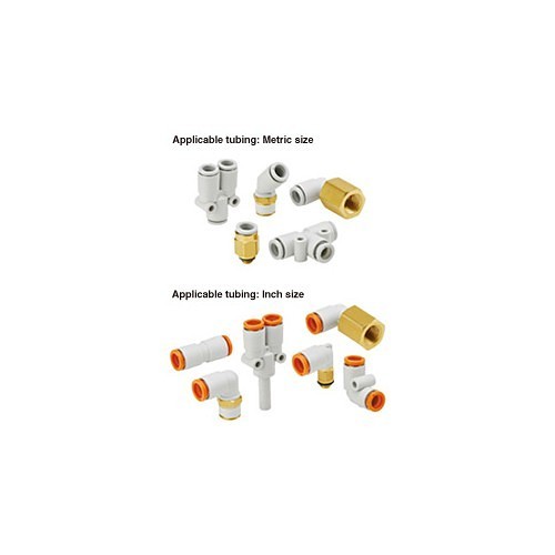 SMC® KQ2H07-03S Push-In Adapter, Adapter, 1/4 x 3/8 in Nominal, Tube x MNPT, Plastic