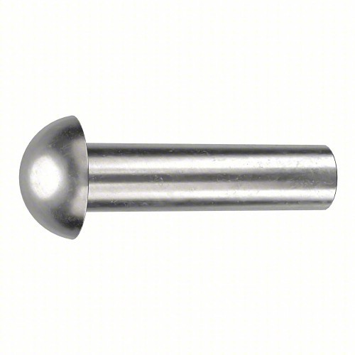 Solid Rivet, 1/2 in Diameter, 3-1/4 in Length, Round Head, Steel