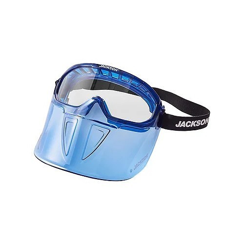 SUREWERX Jackson Safety 138-21000 Safety Goggles, Anti-Fog Lens Coating, Clear Lens, Polycarbonate Lens, 99.9% UV Protection, Flame Retardant Strap, ANSI Z87.1+ high impact Specifications Met, Blue Frame