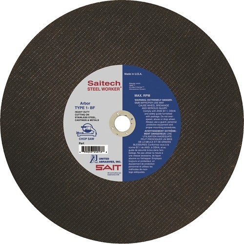 Saitech™ Steel Worker® 24033 Type 1 Cut-Off Wheel, 12 in Dia x 3/32 in THK, 1 in Center Hole, Ceramic Abrasive