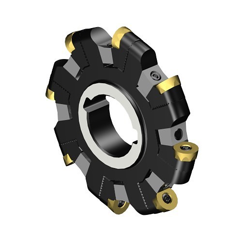 Sandvik Coromant 5738031 Disc Milling Cutter, 4.0787 in Cutting Dia, 1/2 in Cutting Width, Neutral Cutting, N331.32.Txx. MQ Insert, 1-1/4 in Hole Dia, 1-1/4 in, 1-1/4 in Arbor Hole Diameter, 1.083 in Maximum Depth of Cut, N331.32