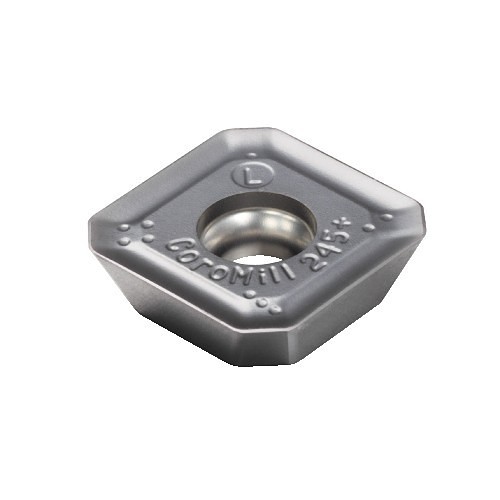 Sandvik Coromant 7101116 Milling Insert, R245..E-PL Insert, 12T3 Insert, Carbide, Manufacturer's Grade: H, Steel, Heat-Resistant Super Alloys Material Application, Square Shape, Material Grade: H, M, N, P, S