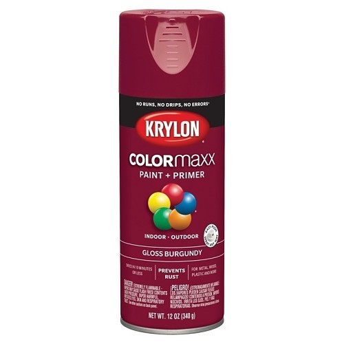 Sherwin-Williams Krylon® Diversified COLORMAXX K05508007 Spray Paint, 12 oz Container, Liquid, Burgundy, 25 sq-ft Coverage, 10 min Curing Time