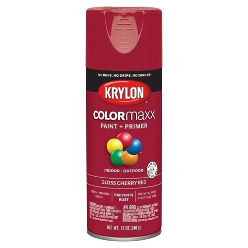 Sherwin-Williams Krylon® Diversified COLORMAXX K05511007 Spray Paint, 12 oz Container, Liquid, Cherry Red, 25 sq-ft Coverage, 10 min Curing Time