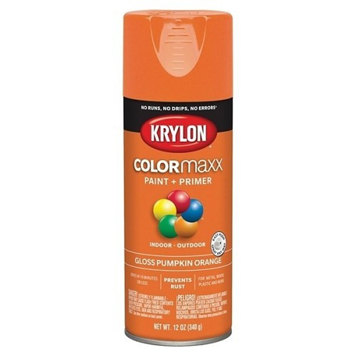 Sherwin-Williams Krylon® Diversified COLORMAXX K05532007 Spray Paint, 12 oz Container, Liquid, Pumpkin/Gloss, 25 sq-ft Coverage, 10 min Curing Time