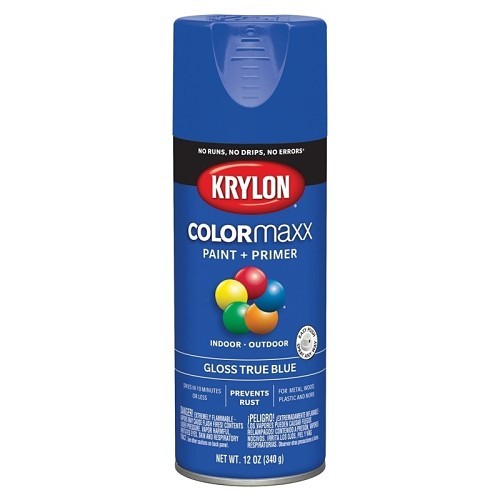 Sherwin-Williams Krylon® Diversified COLORMAXX K05543007 Spray Paint, 12 oz Container, Liquid, True Blue, 25 sq-ft Coverage, 10 min Curing Time