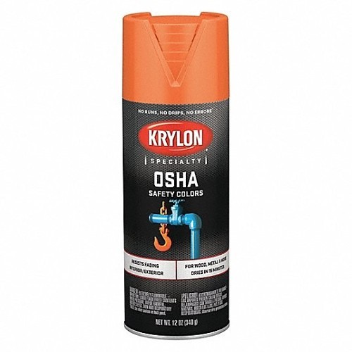 Sherwin-Williams Krylon® Diversified K02410777 Spray Paint, 12 oz Container, Liquid, Safety Orange, 15-18 sq-ft Coverage, 15 min Curing Time