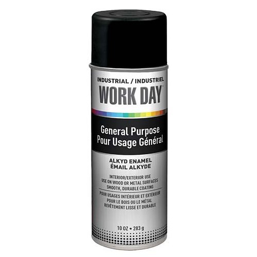 Sherwin-Williams Krylon® Diversified WORK DAY™ A04412007 Spray Paint, 10 oz Container, Liquid, Black, 25 sq-ft Coverage, 15 min to 2 hr Curing Time