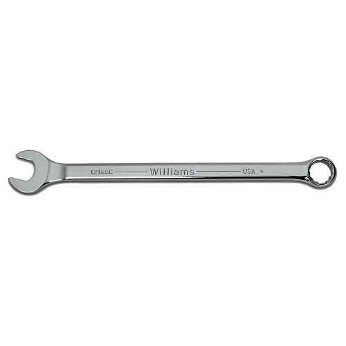 Snap-on Industrial Brands Williams® JHW1242 Combination Wrench, SAE, 1-5/16 in Wrench Opening, Number of Points: 12, 17-3/4 in Overall Length, Satin Chrome Plated