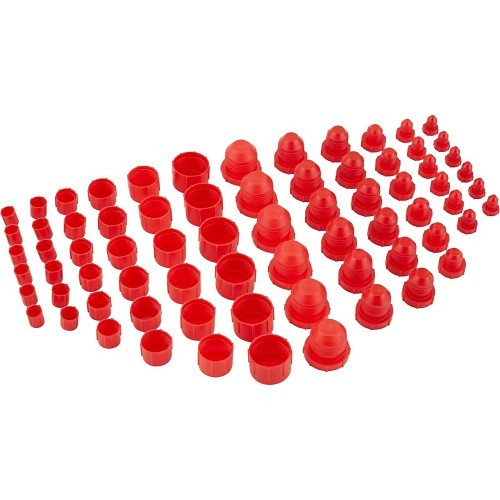 Speedway Motors 91009450 Hose Fitting Kit, Cap and Plug, 72 Piece, Plastic, Red