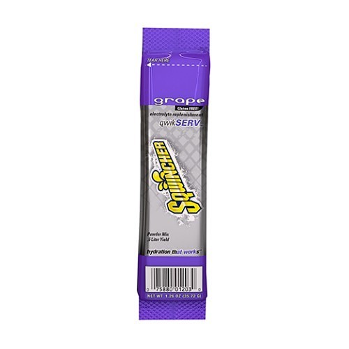 Sqwincher® Qwik Stik® ZERO 159060107, Grape Flavor Sports Drink Mix, 0.11 oz, Packet, 20 oz Yield, Powder Concentrate, Sugar Free